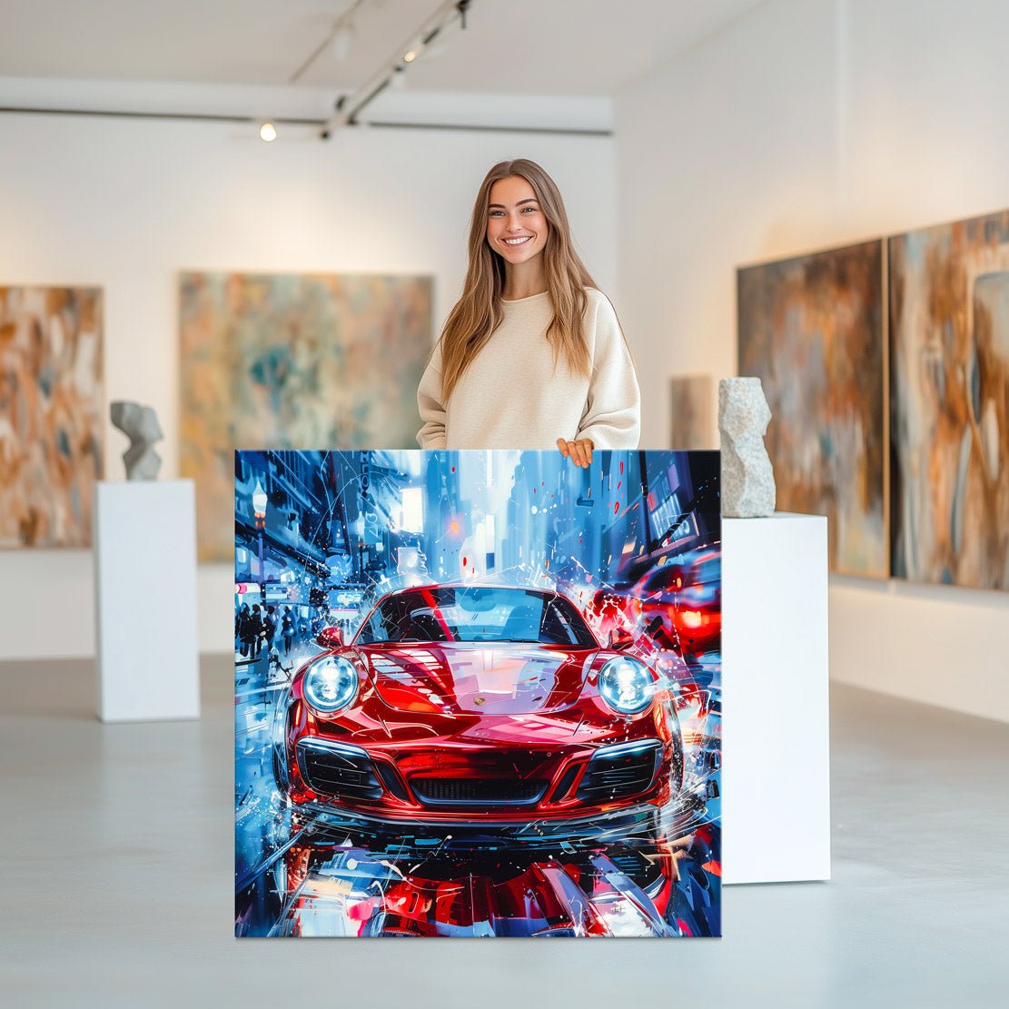 Porsche 911 Abstrakt Rot Alu Gebürstet INGALERIE