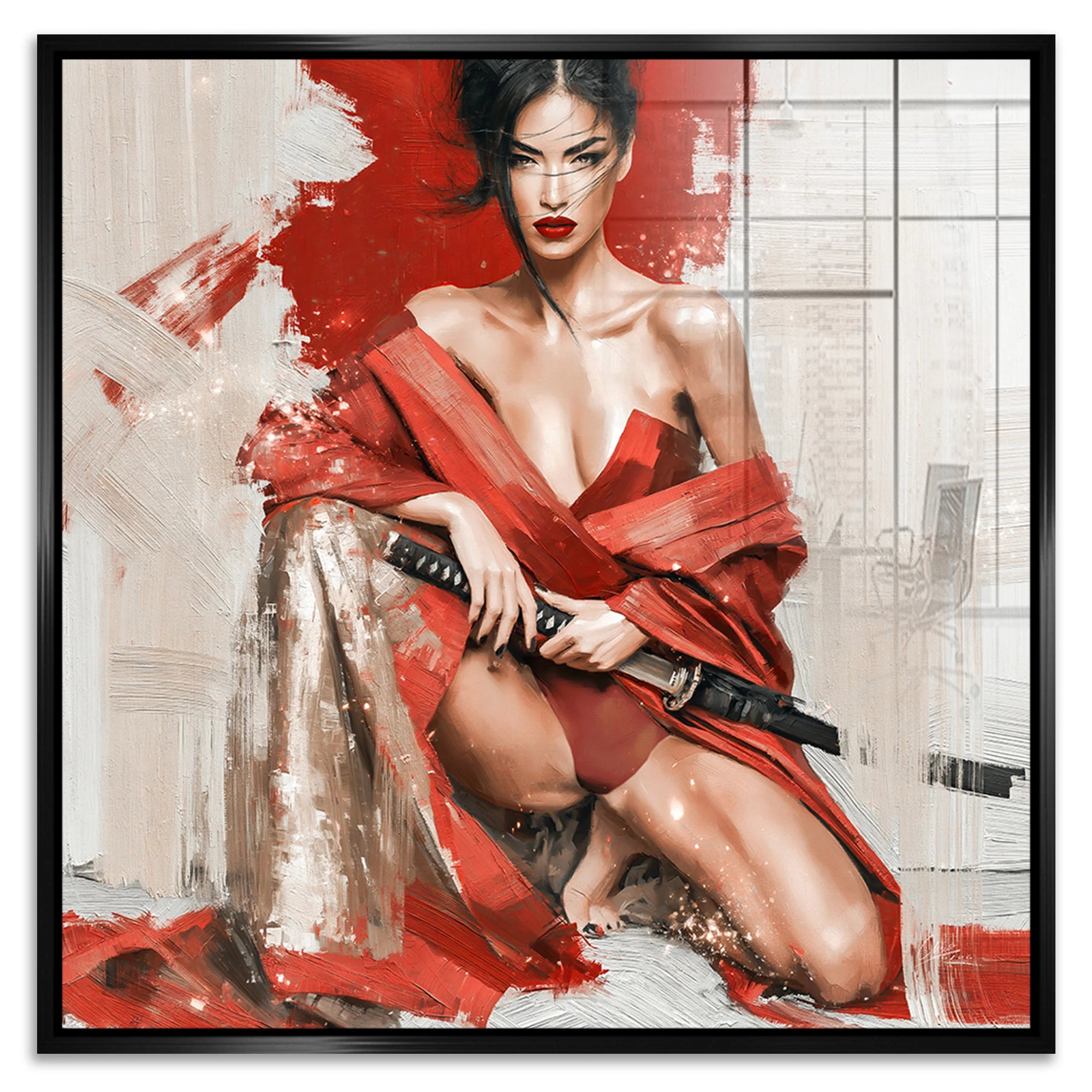 Rote Samurai Acrylglasbild