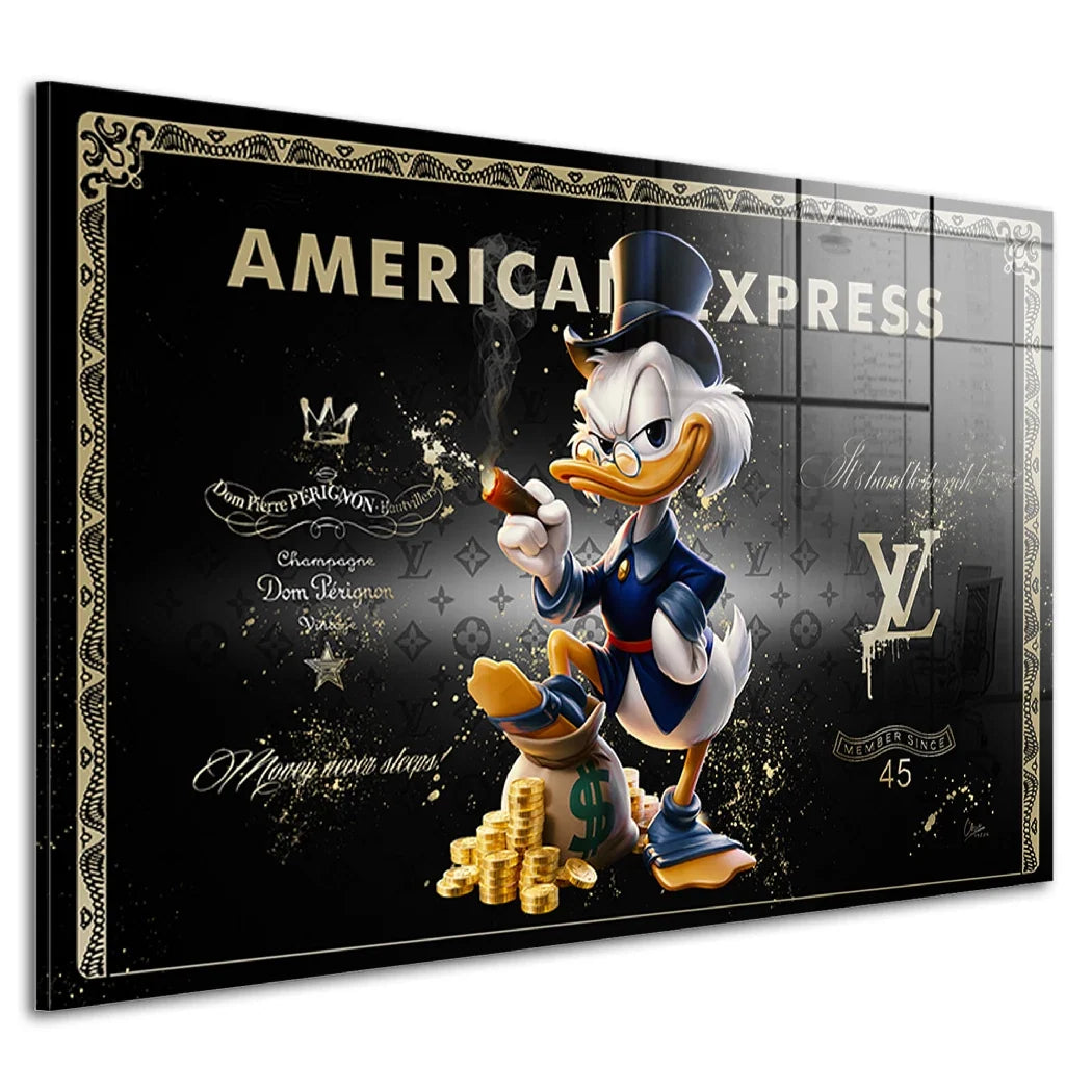 Dagobert Duck Black Amex Acrylglasbild