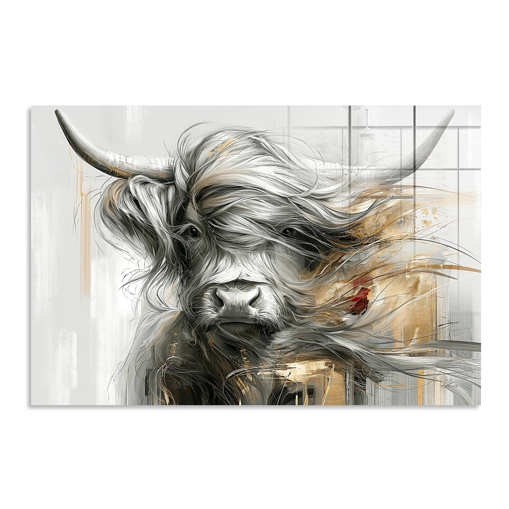 Highland Rind Gold Acrylglasbild
