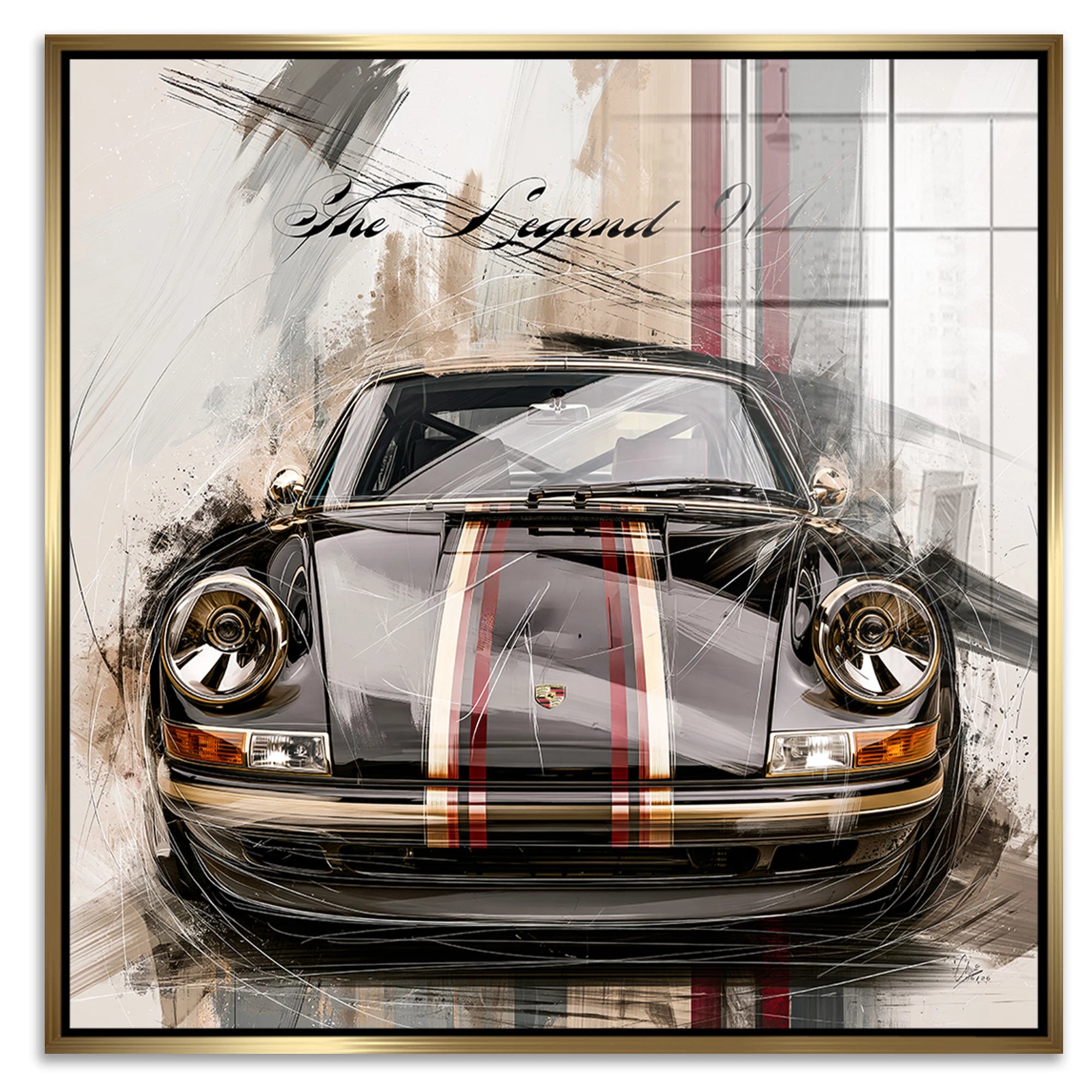 Porsche 911 Black Line Acrylglasbild