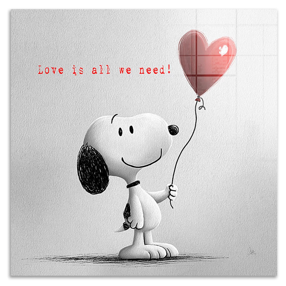 Snoopy Love Balloon Acrylglasbild