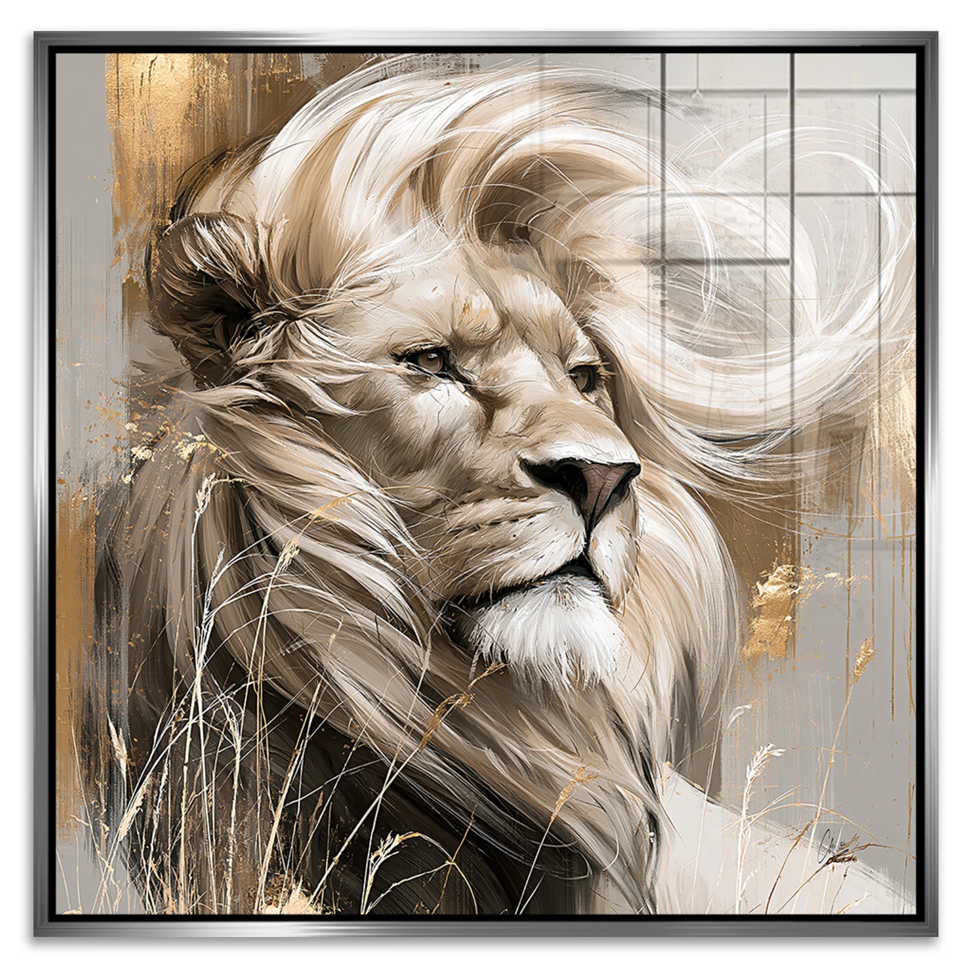Silent Lion Acrylglasbild