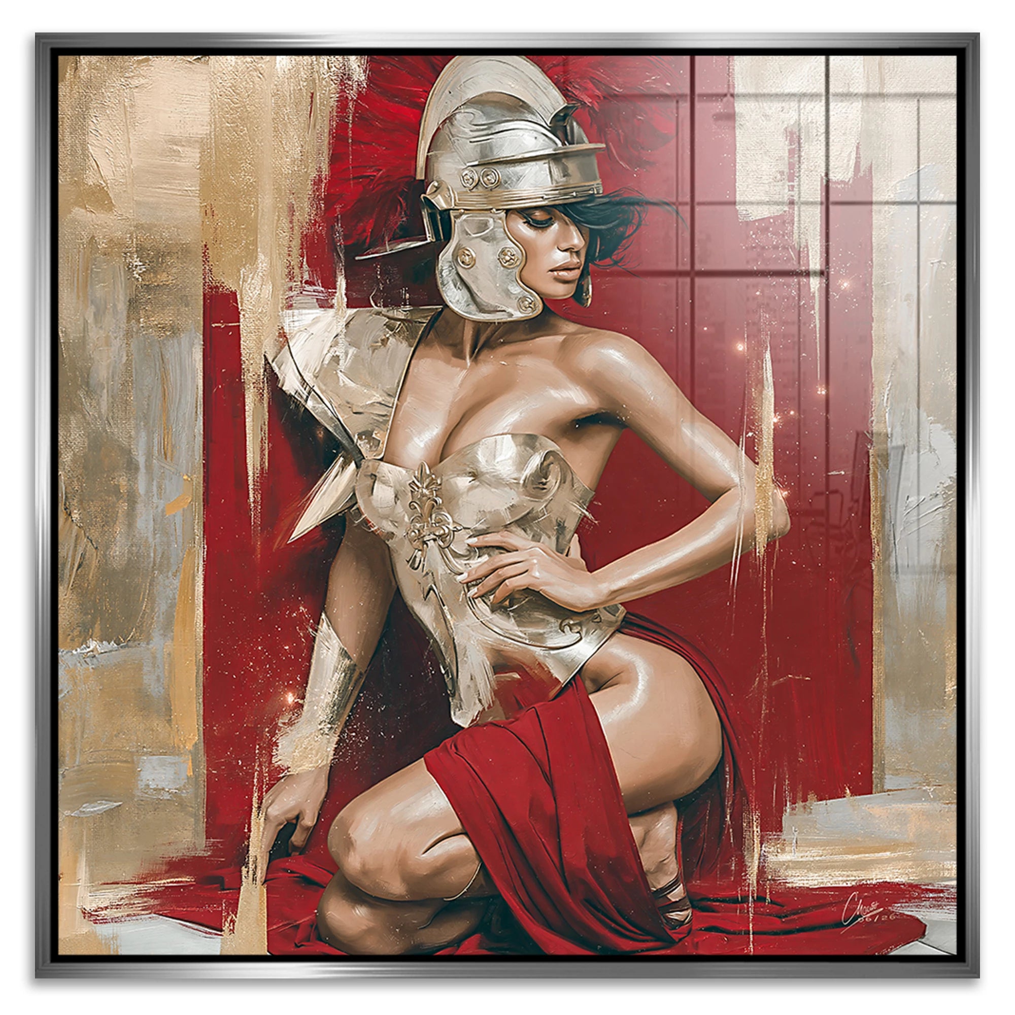 Goldene Gladiatorin Acrylglasbild