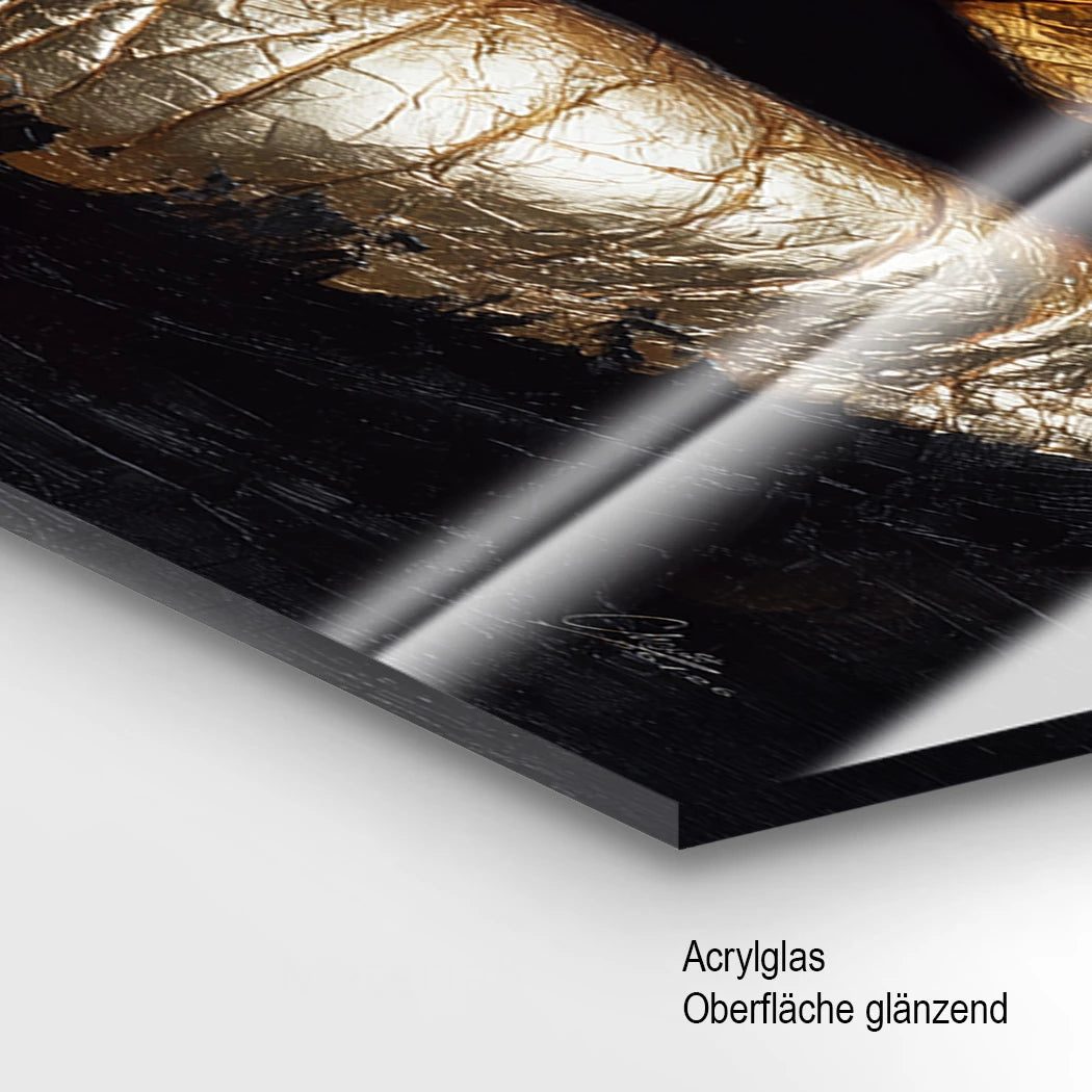 Goldene Lippen Acrylglasbild