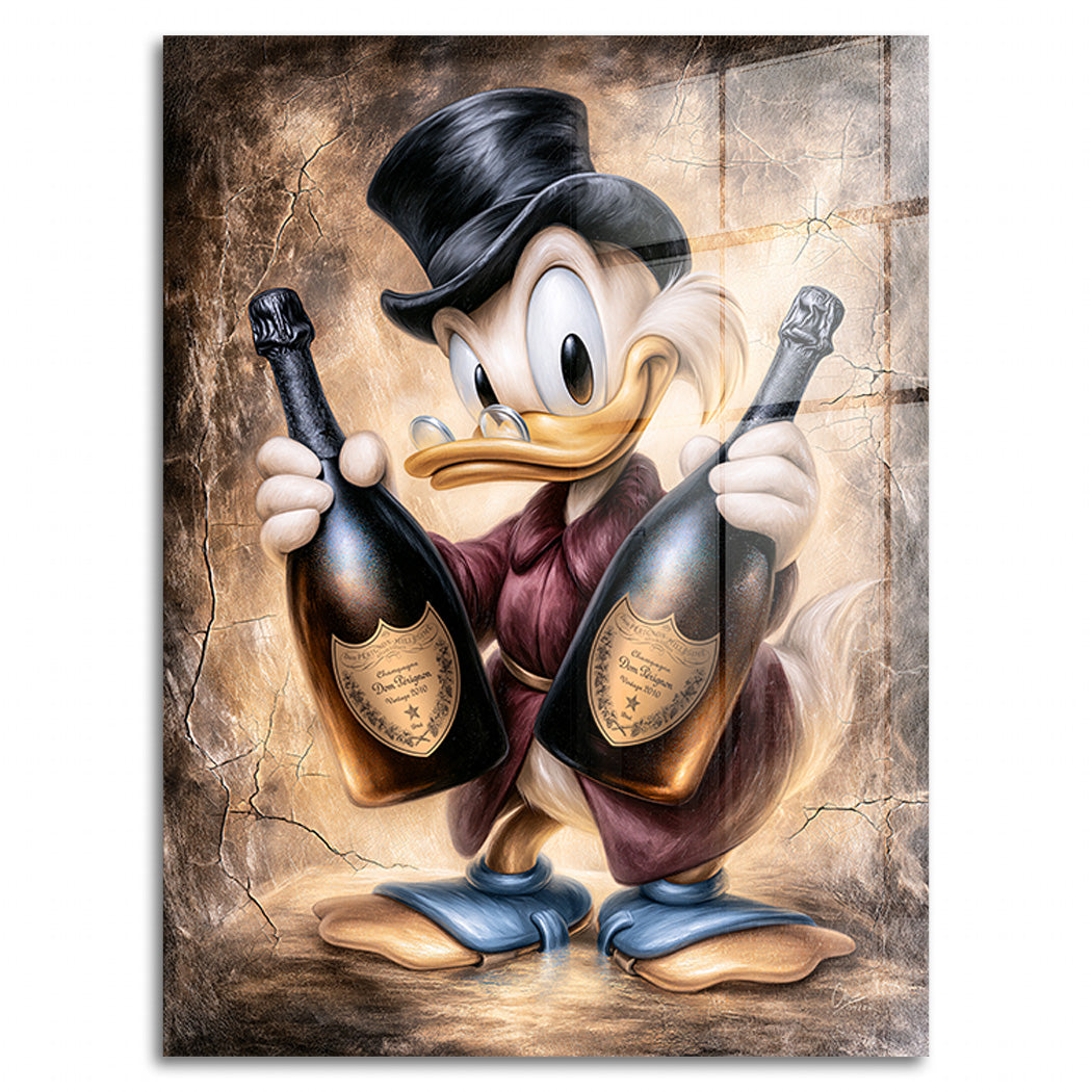 Dagobert Duck Champagner Art Acrylglasbild