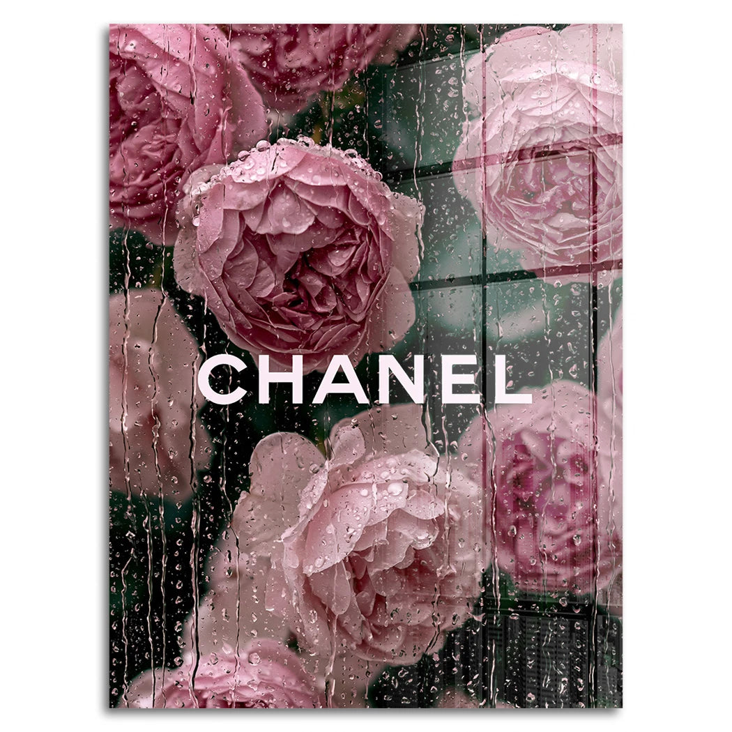 Chanel Rosenregen Acrylglasbild