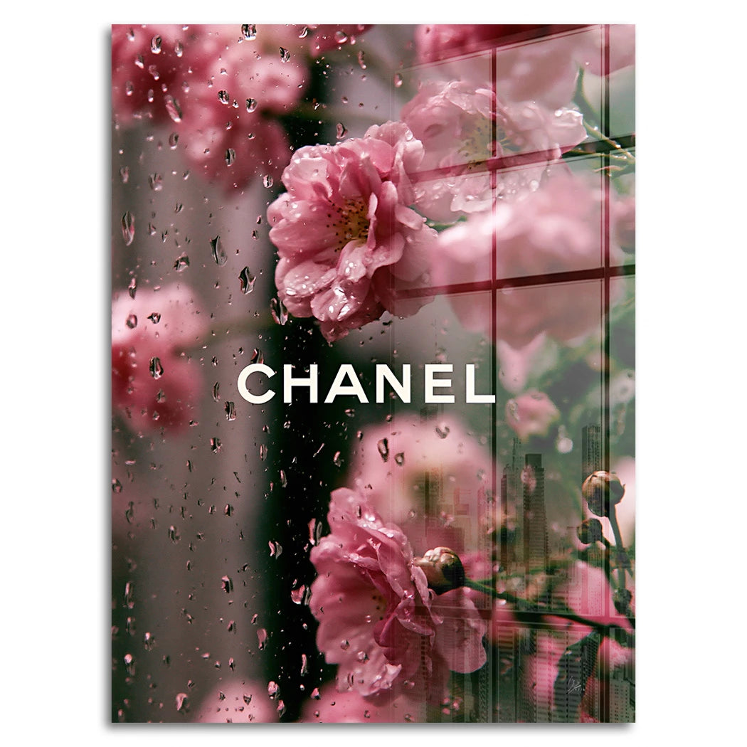 Chanel Blütenregen Acrylglasbild