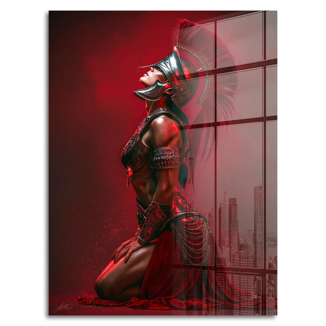 Rote Kriegerin Acrylglasbild