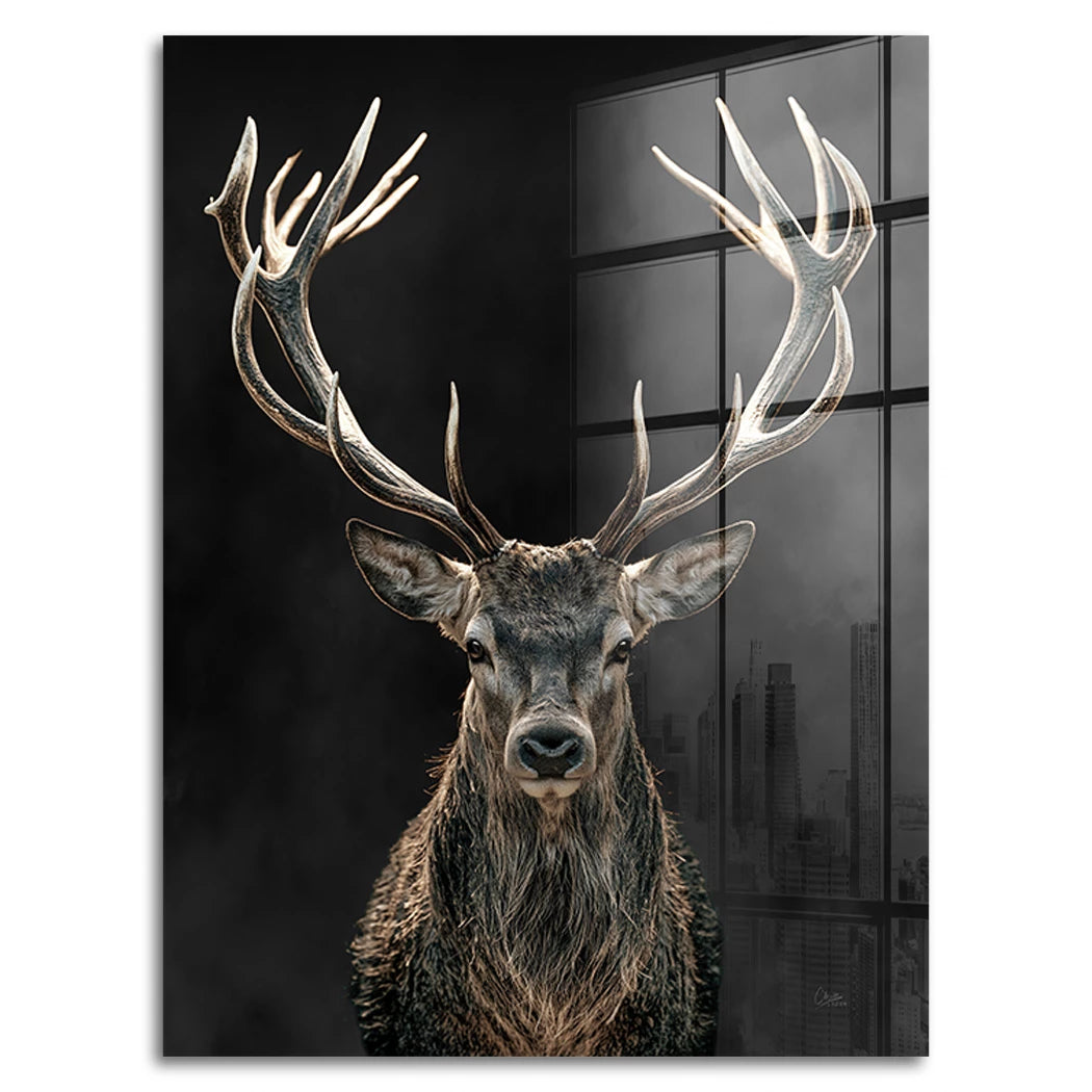 Hirsch Black Art Acrylglasbild