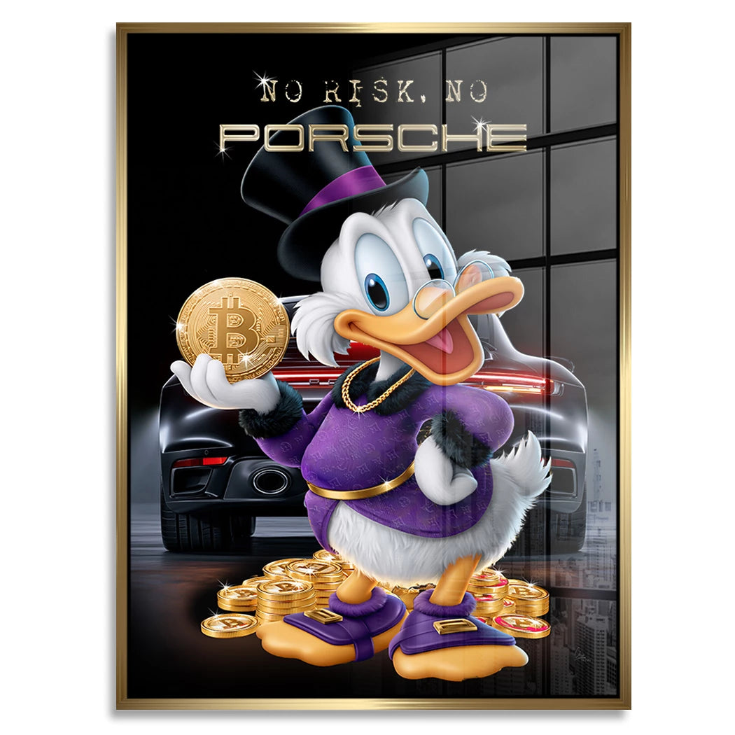 Dagobert Bitcoin Porsche Acrylglasbild