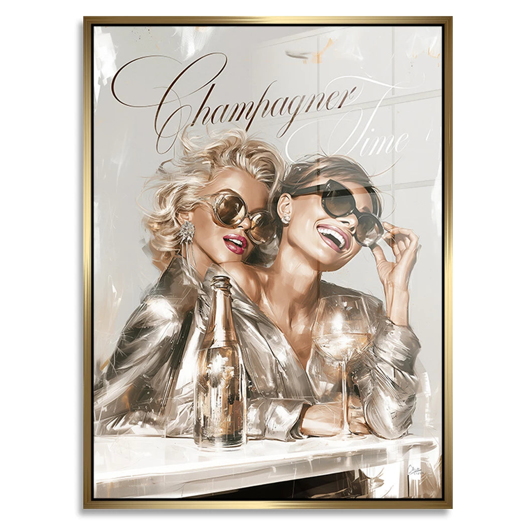 Audrey Hepburn und Marilyn Monroe Champus Acrylglasbild
