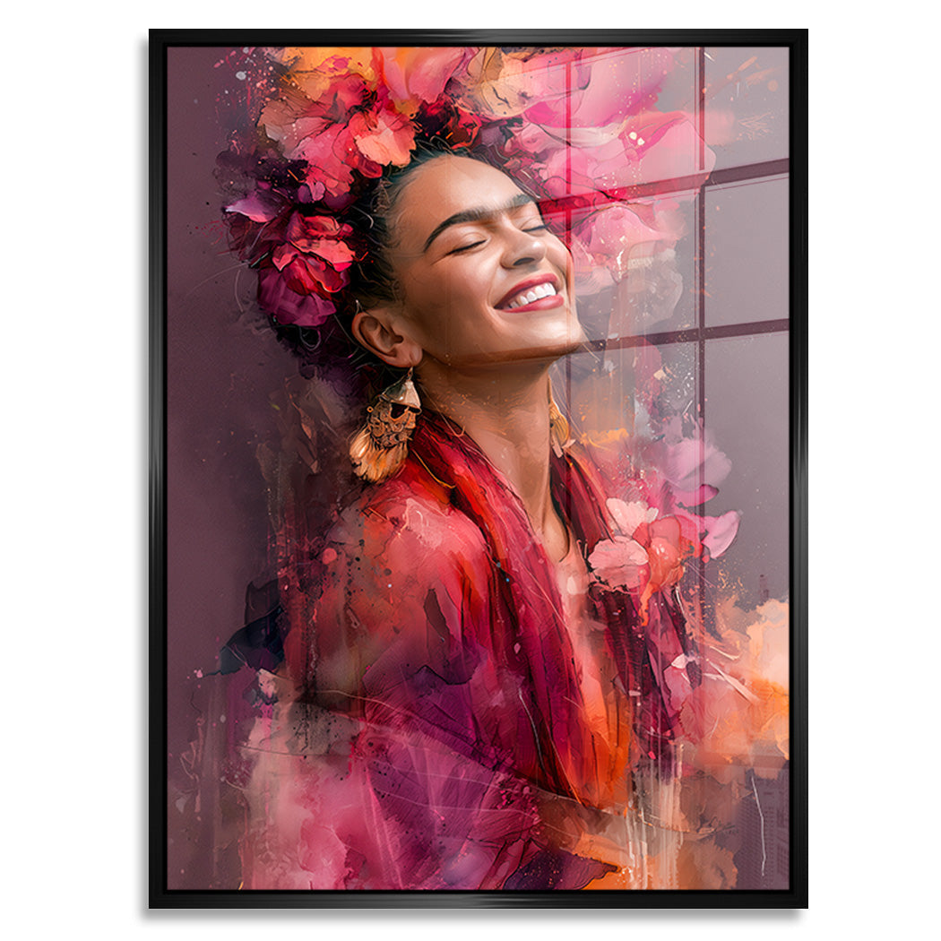 Frida Kahlo Flower Glow Acrylglasbild