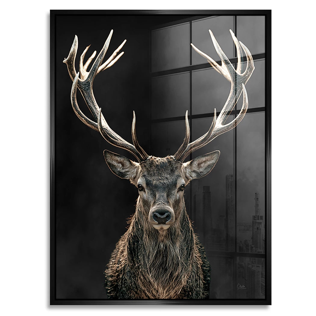 Hirsch Black Art Acrylglasbild
