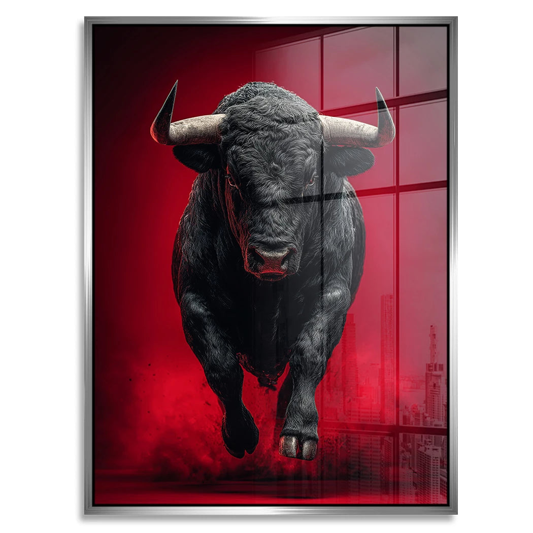 Schwarzer Stier Acrylglasbild