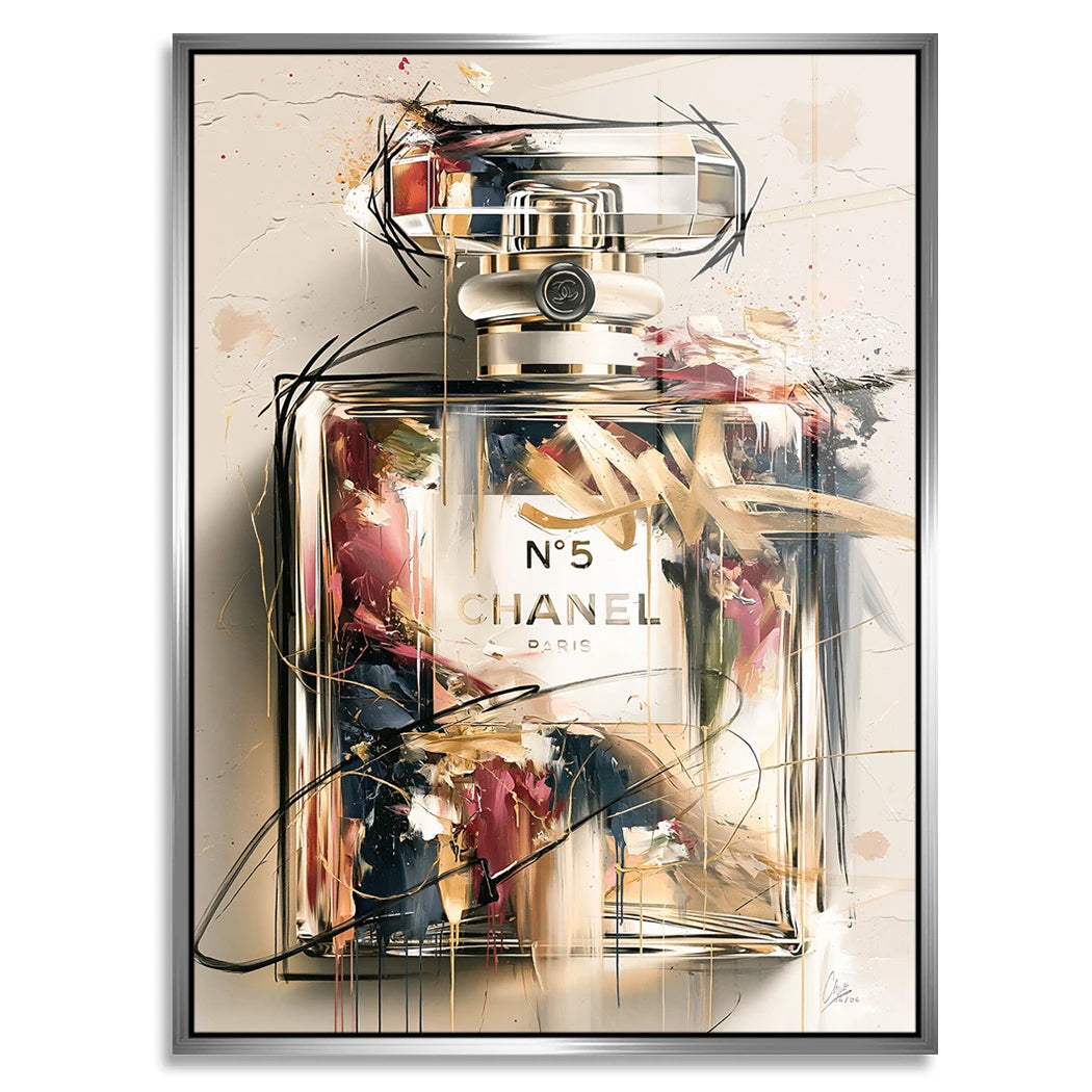 Chanel Goldflakon Acrylglasbild