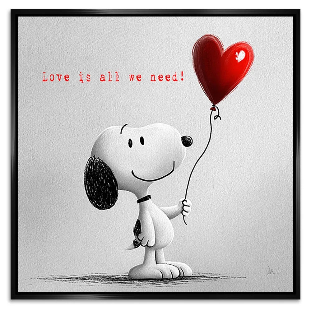 Snoopy Love Balloon Alu Dibond Bild