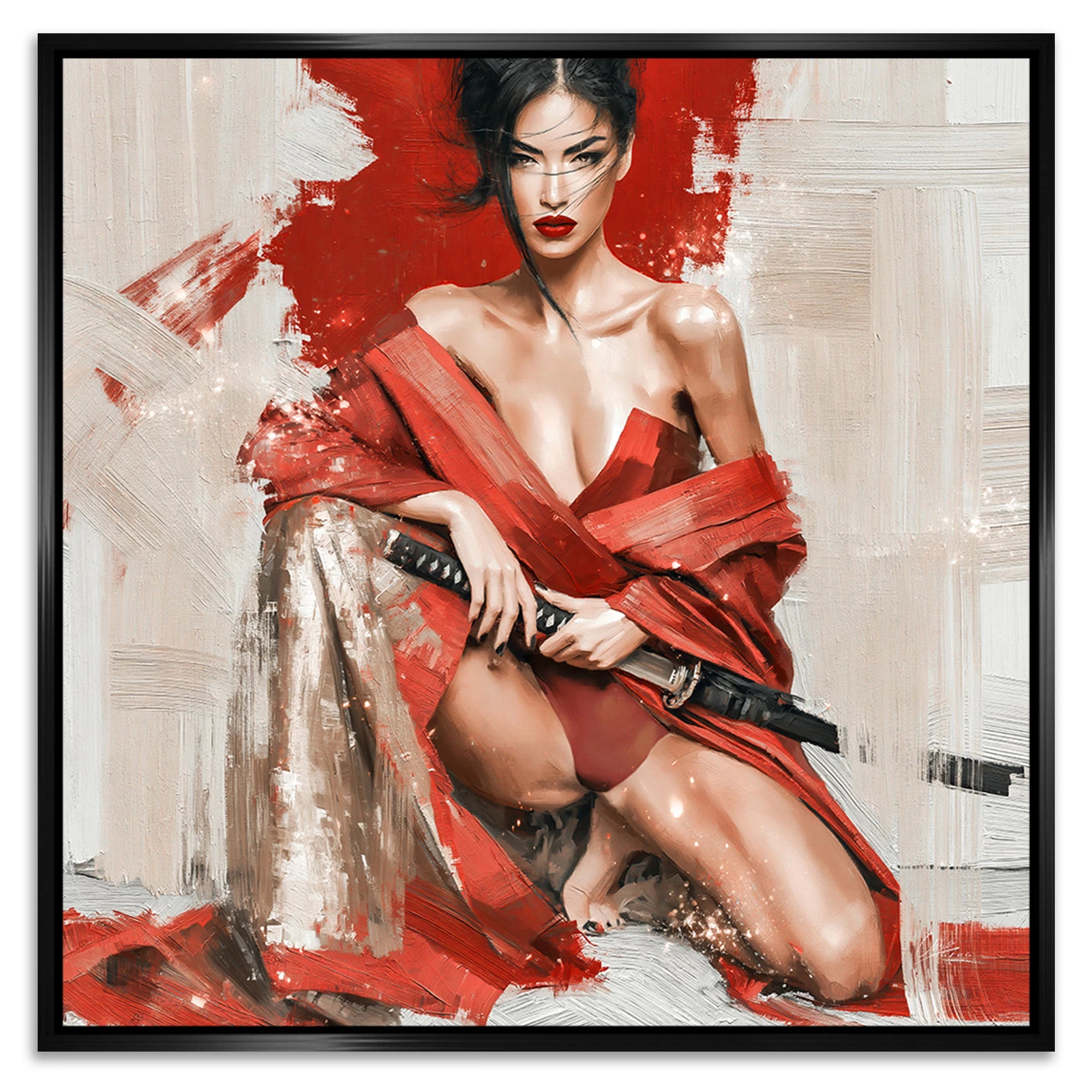 Rote Samurai Alu Dibond Wandbild