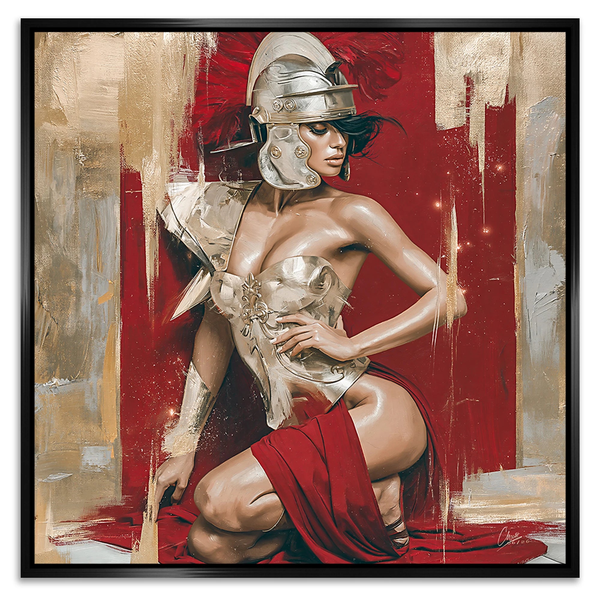 Goldene Gladiatorin Alu Dibond Wandbild