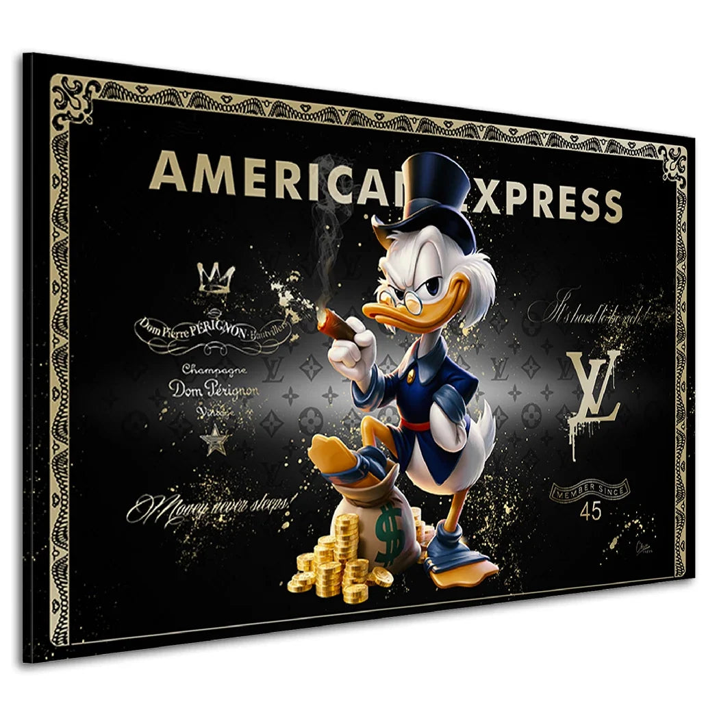 Dagobert Duck Black Amex AluDibond Wandbild