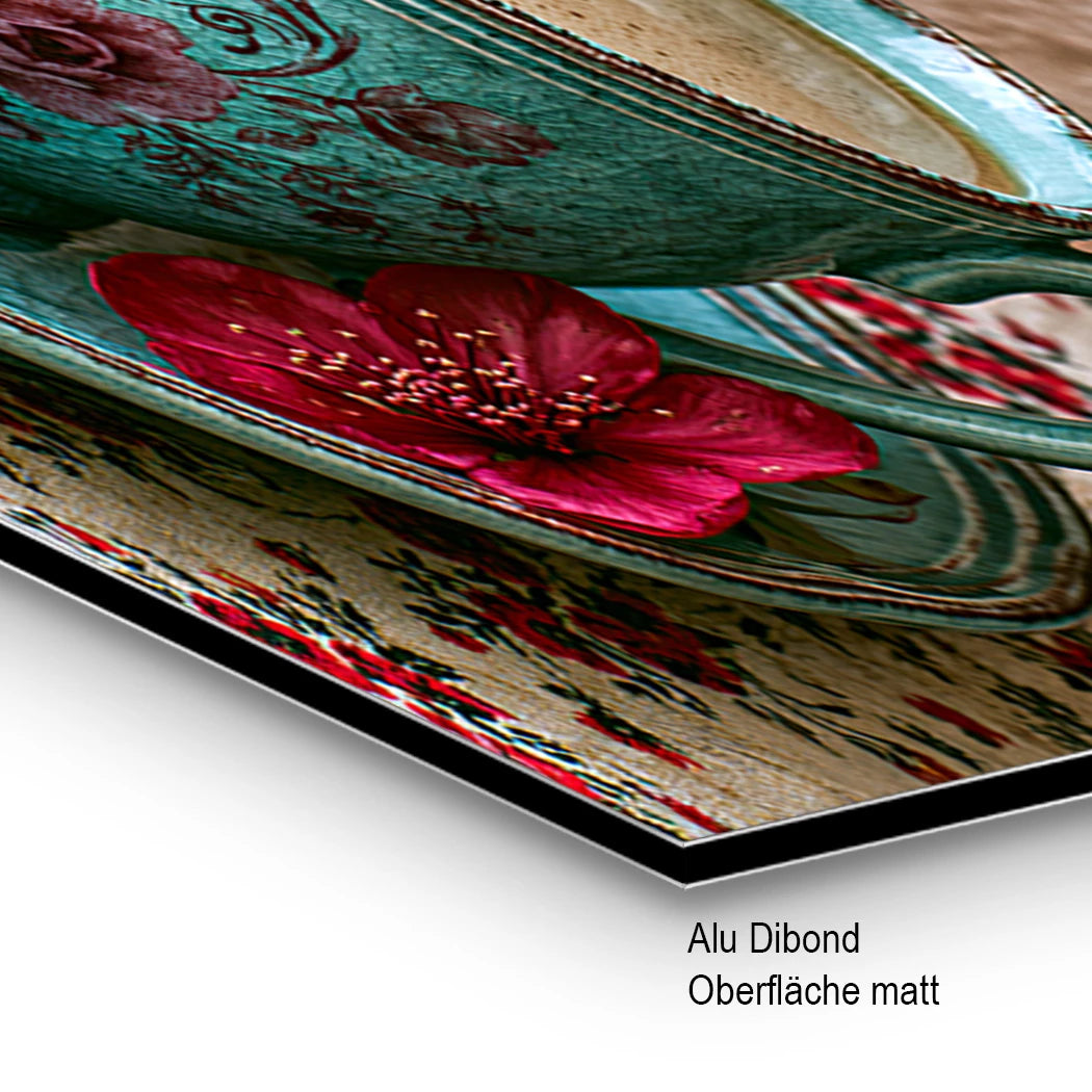 Blütenkaffee Harmonie Alu Dibond Wandbild