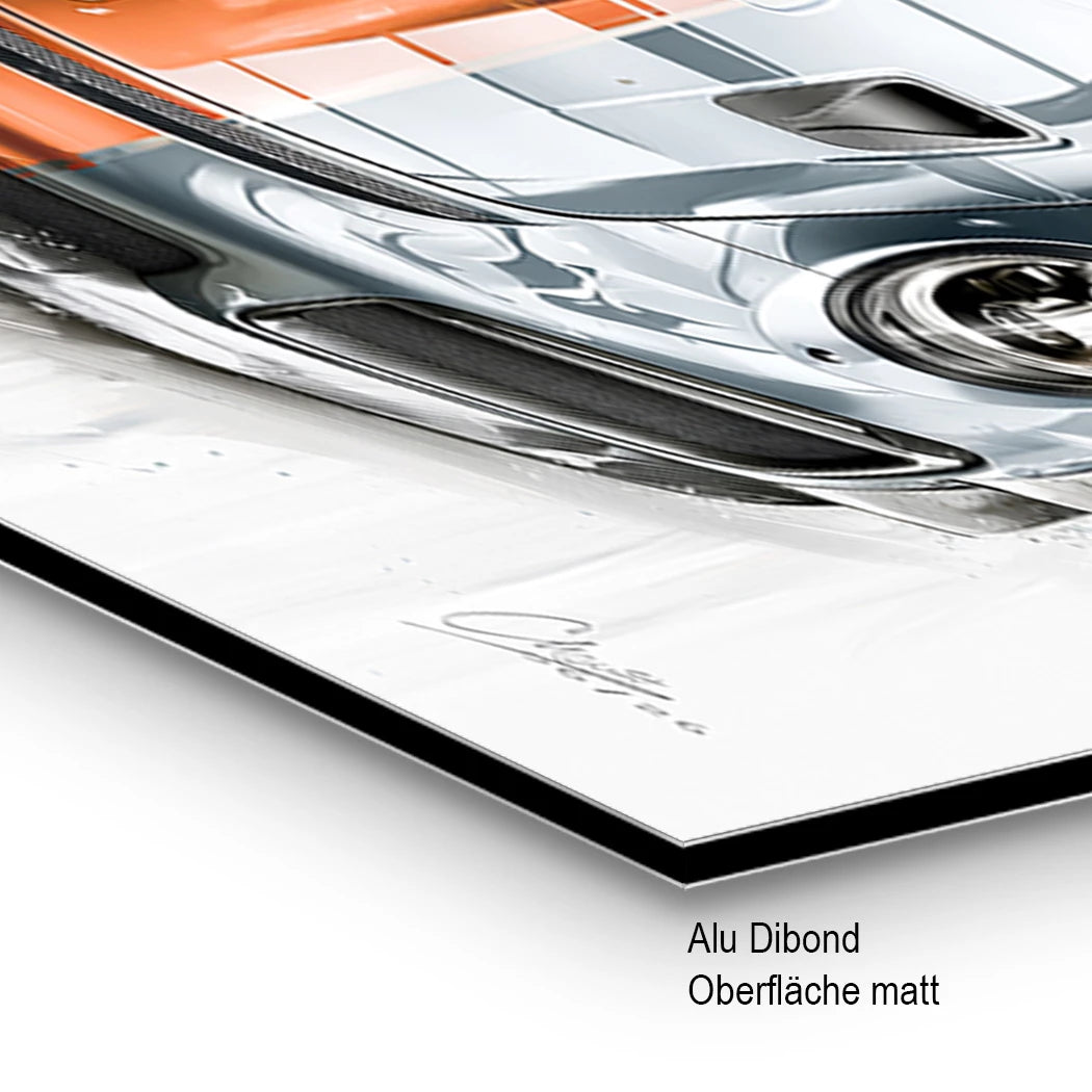 Gulf Porsche 911 Alu Dibond Wandbild