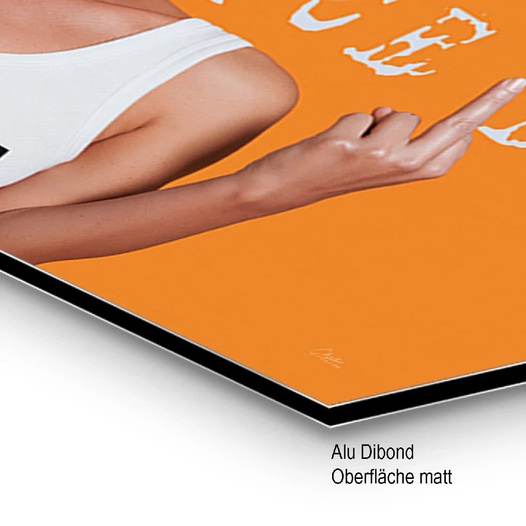 Marilyn Monroe Orange Kiss AluDibond Wandbild