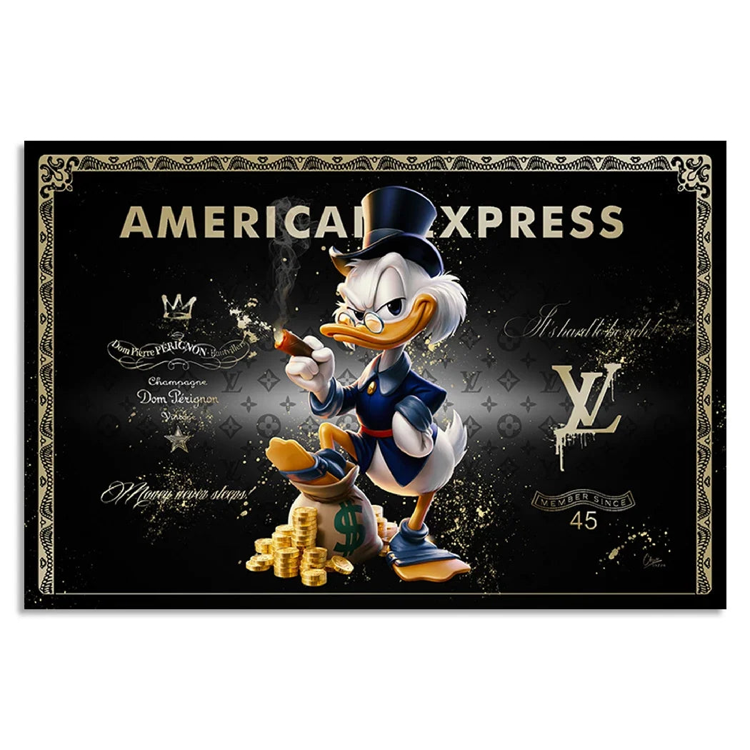 Dagobert Duck Black Amex AluDibond Wandbild