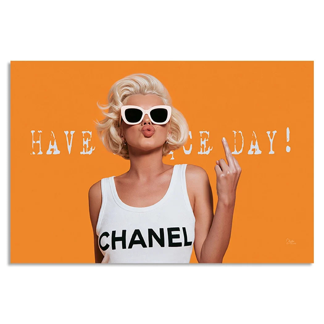 Marilyn Monroe Orange Kiss AluDibond Wandbild