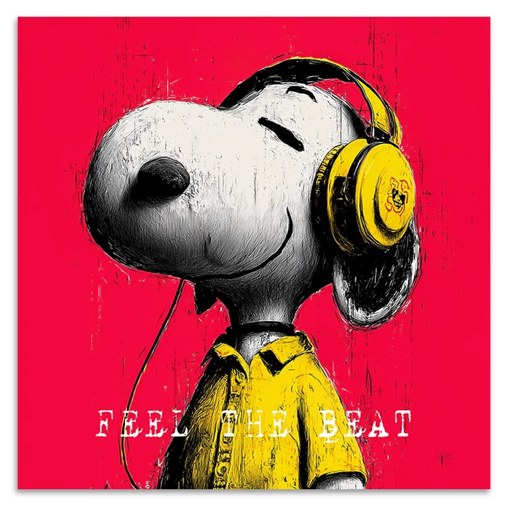 Snoopy Feel The Beat Alu Dibond Bild