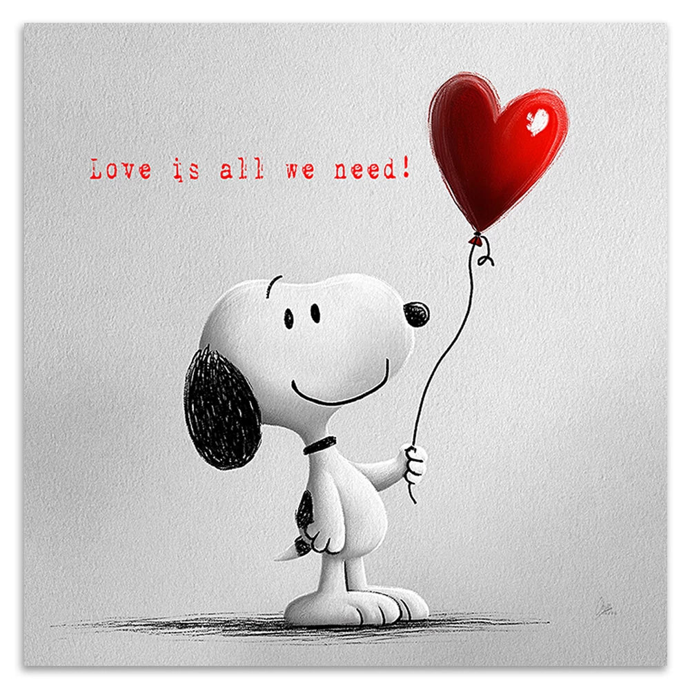 Snoopy Love Balloon Alu Dibond Bild