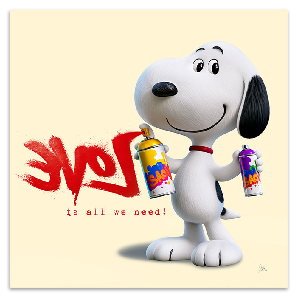 Snoopy Spray Love Alu Dibond Bild