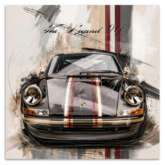 Porsche 911 Black Line Alu Dibond Wandbild
