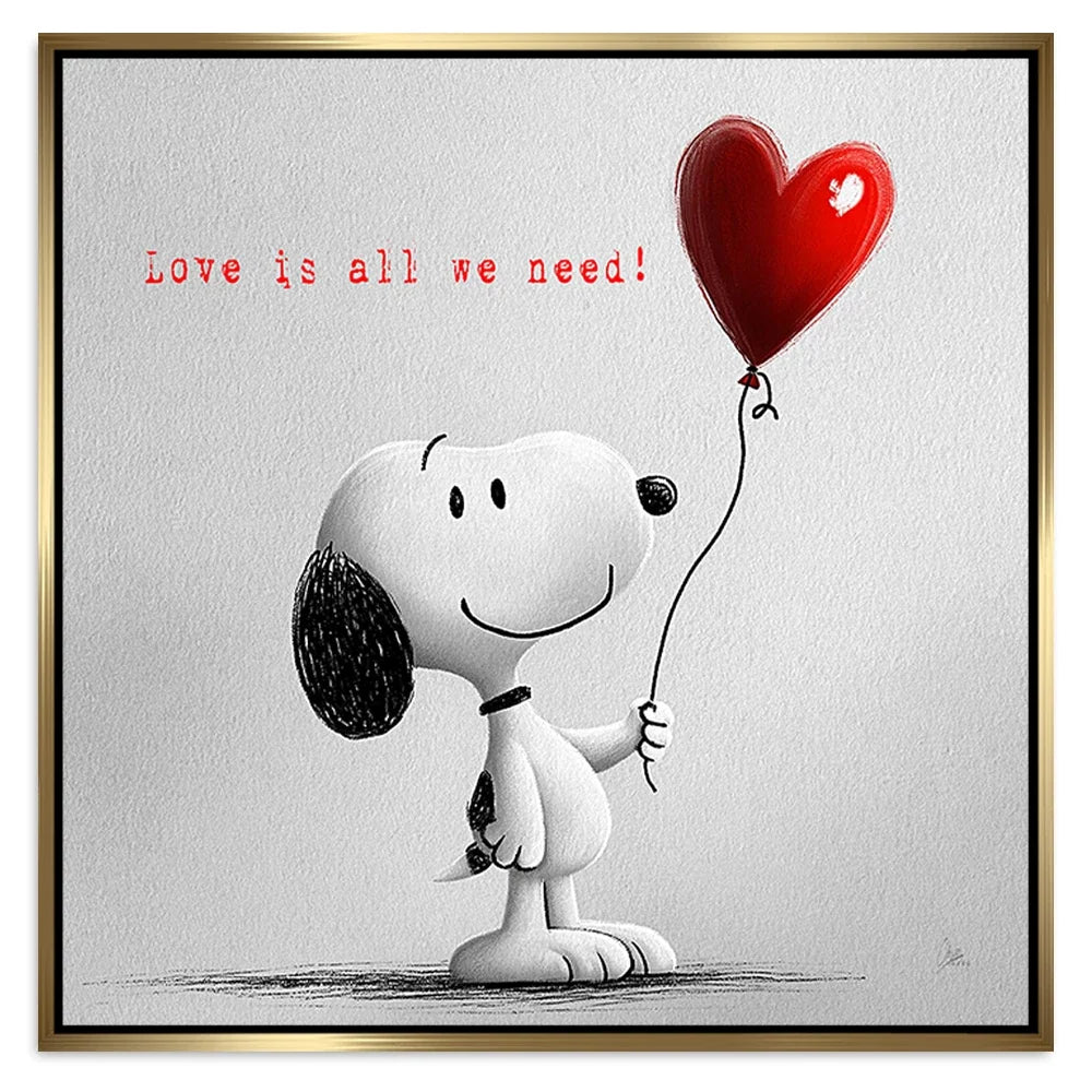 Snoopy Love Balloon Alu Dibond Bild