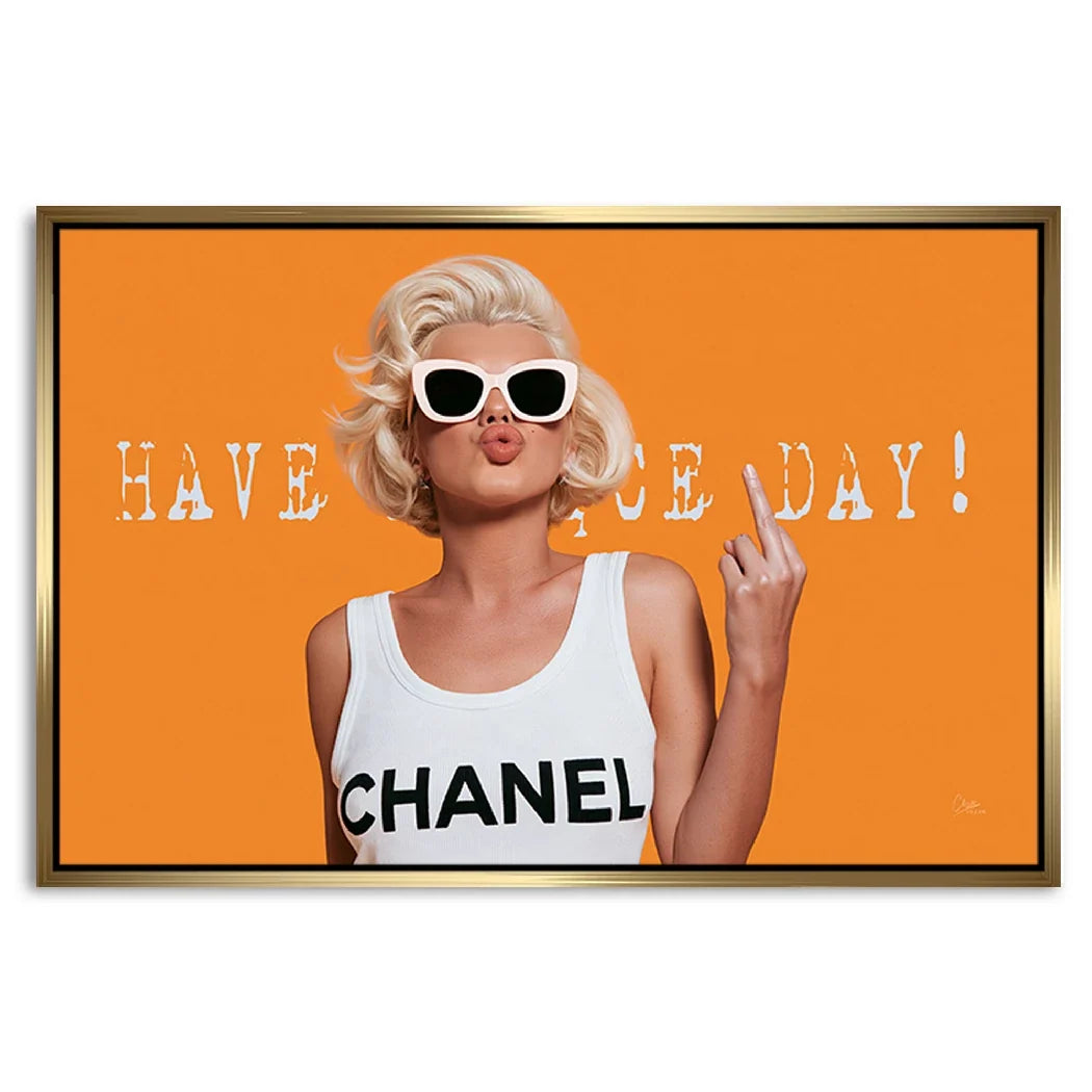 Marilyn Monroe Orange Kiss AluDibond Wandbild