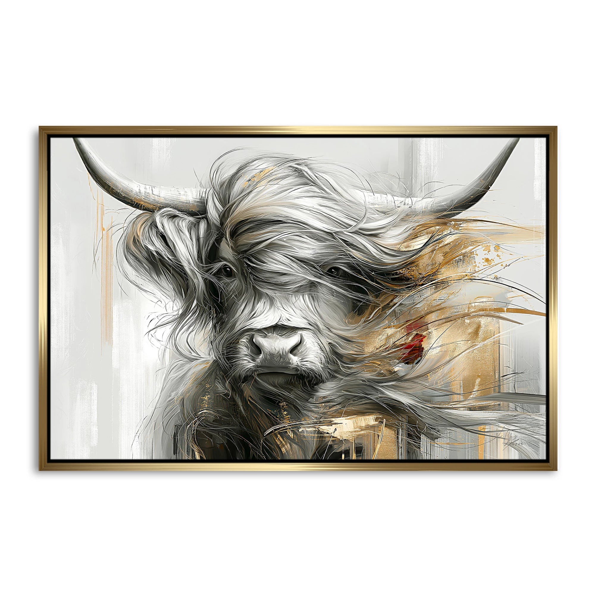 Highland Rind Gold AluDibond Wandbild