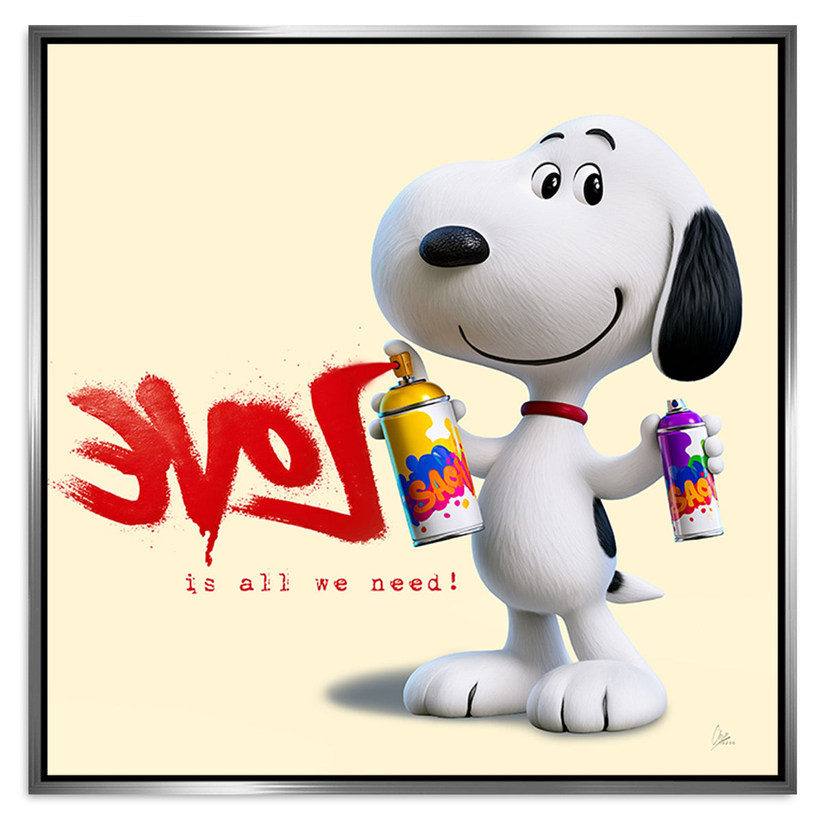 Snoopy Spray Love Alu Dibond Bild