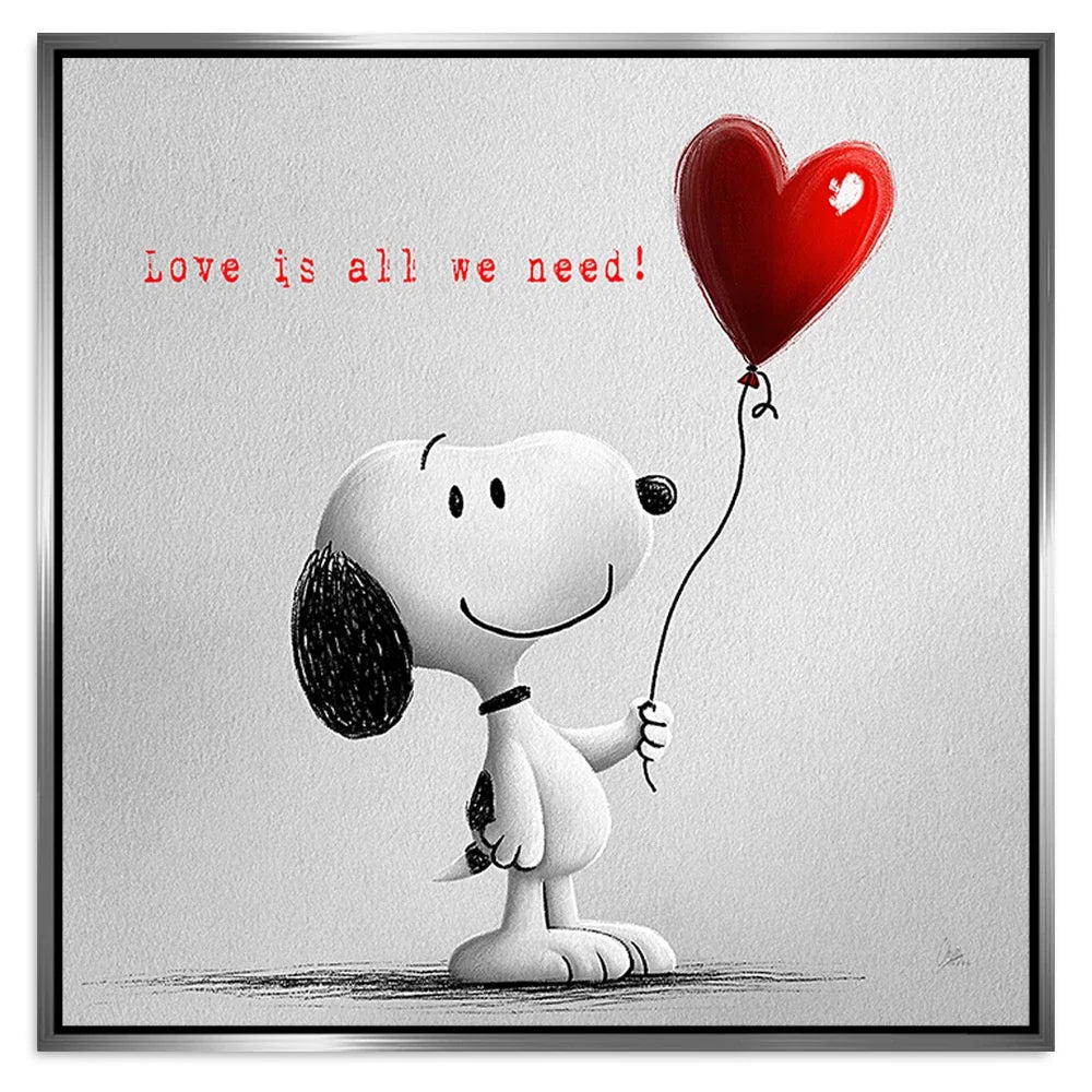 Snoopy Love Balloon Alu Dibond Bild