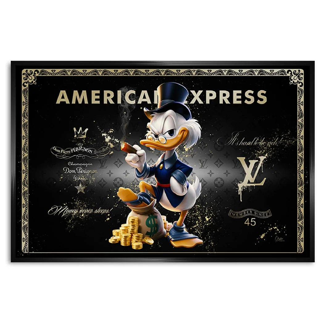 Dagobert Duck Black Amex AluDibond Wandbild