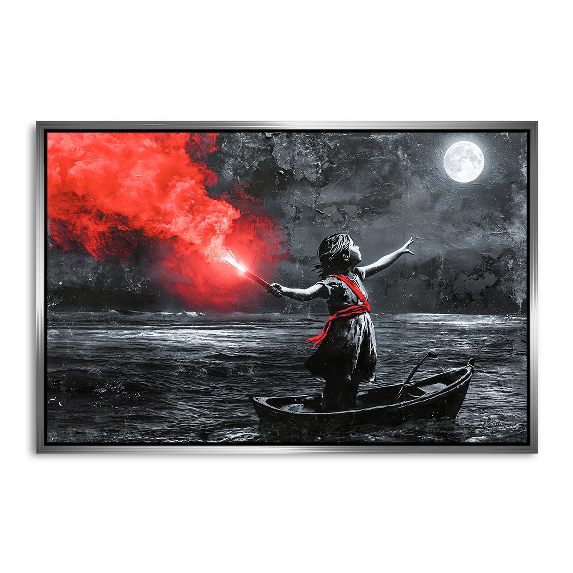 To the Moon Banksy Style AluDibond Wandbild