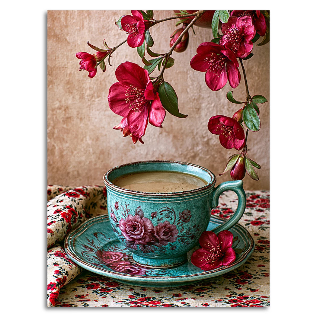 Blütenkaffee Harmonie Alu Dibond Wandbild