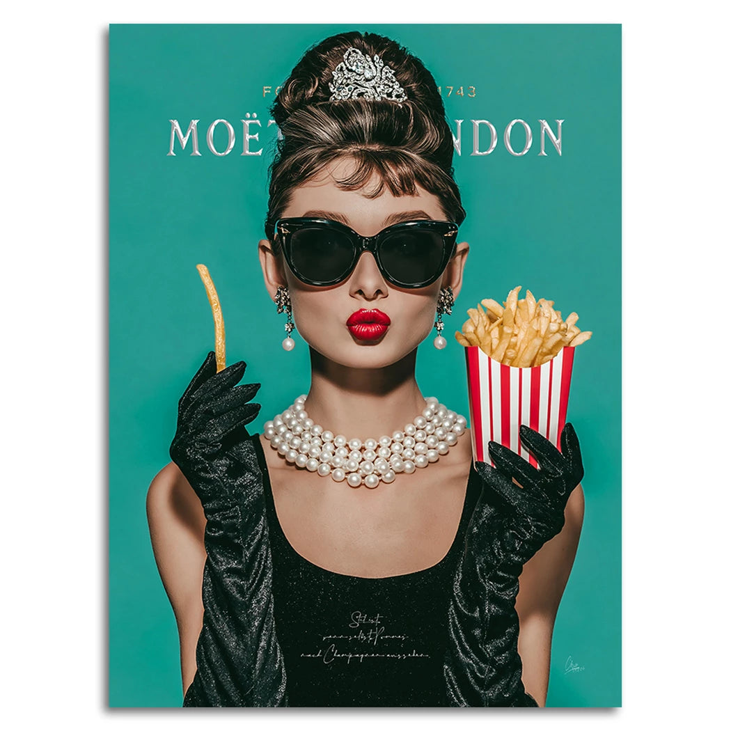 Audrey Hepburn Pommes Alu Dibond Wandbild