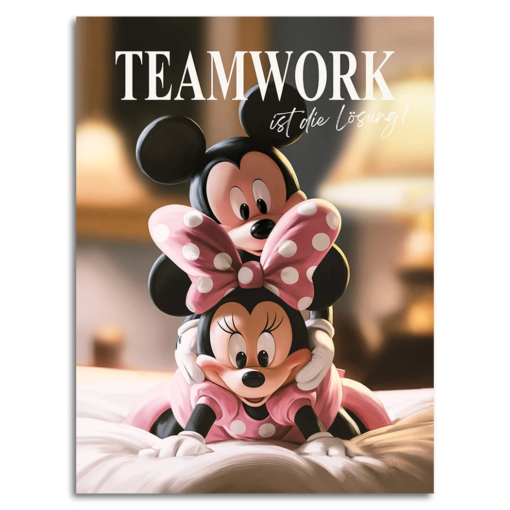 Mickey & Minnie Teamwork Alu Dibond Wandbild