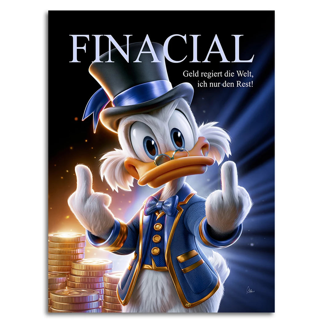 Financial Dagobert Duck Alu Dibond Wandbild