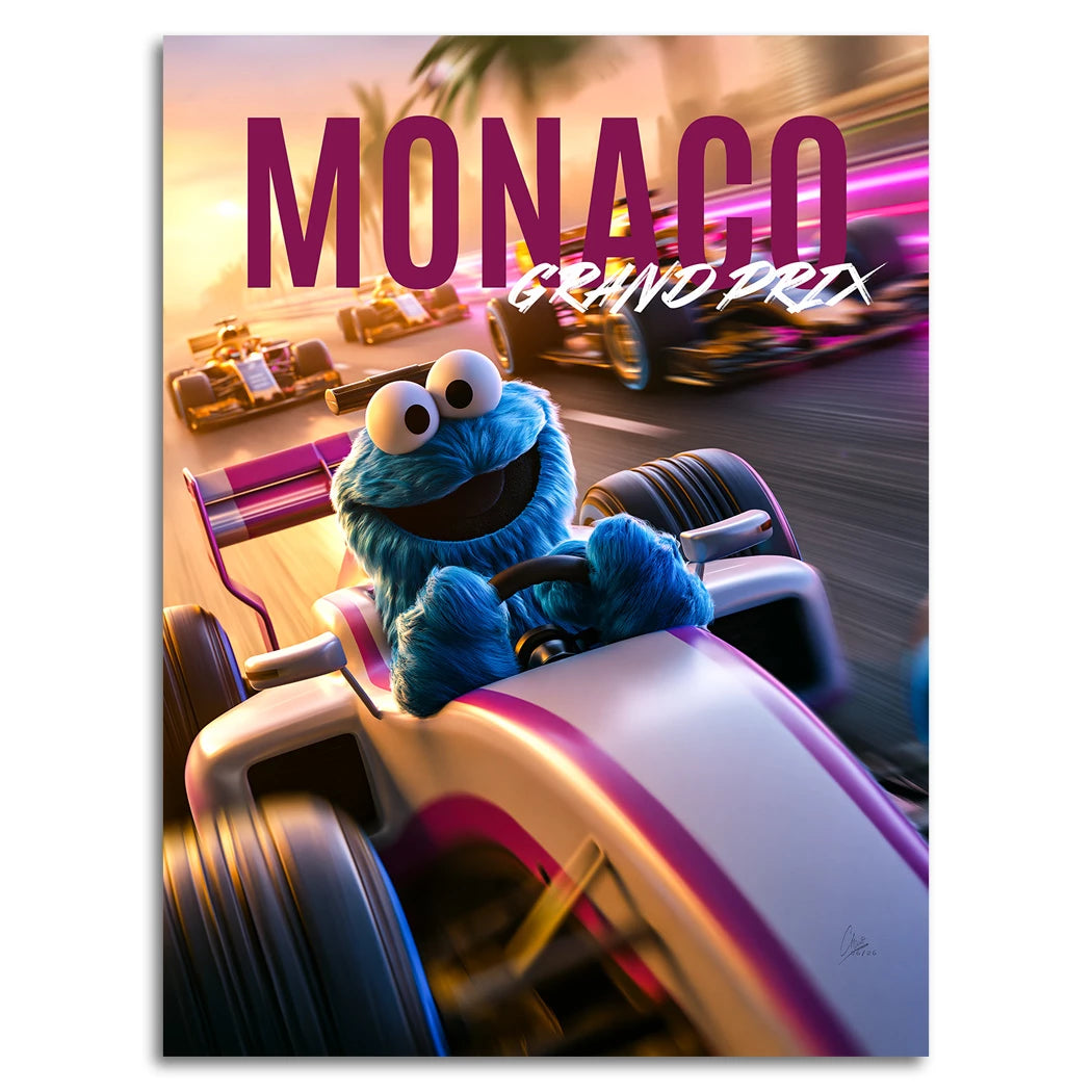 Krümelmonster Grand Prix Alu Dibond Wandbild
