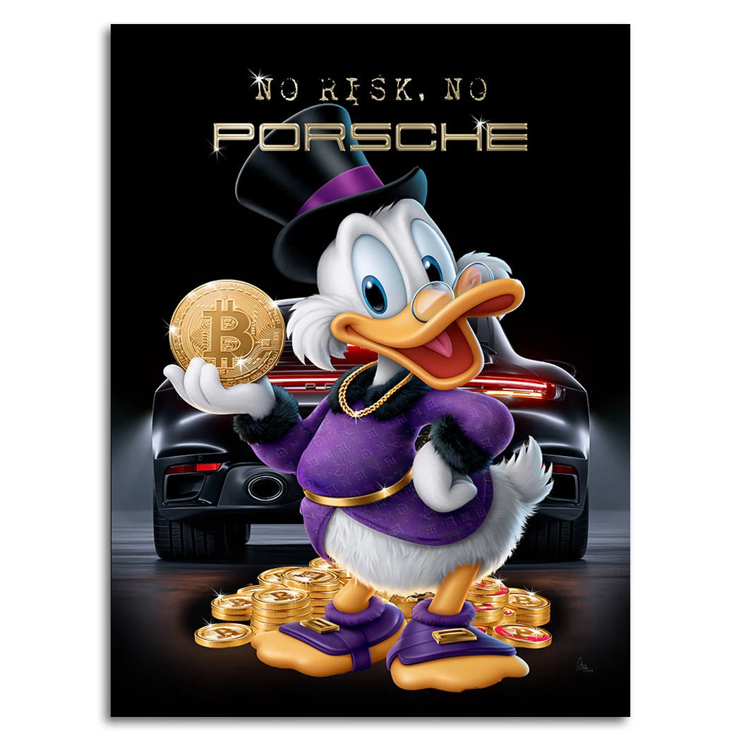 Dagobert Bitcoin Porsche Alu Dibond Wandbild