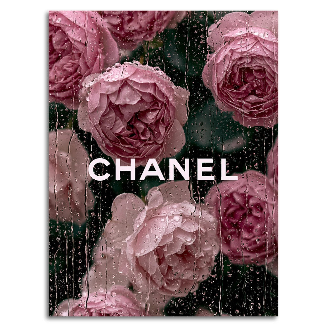 Chanel Rosenregen Alu Dibond Wandbild