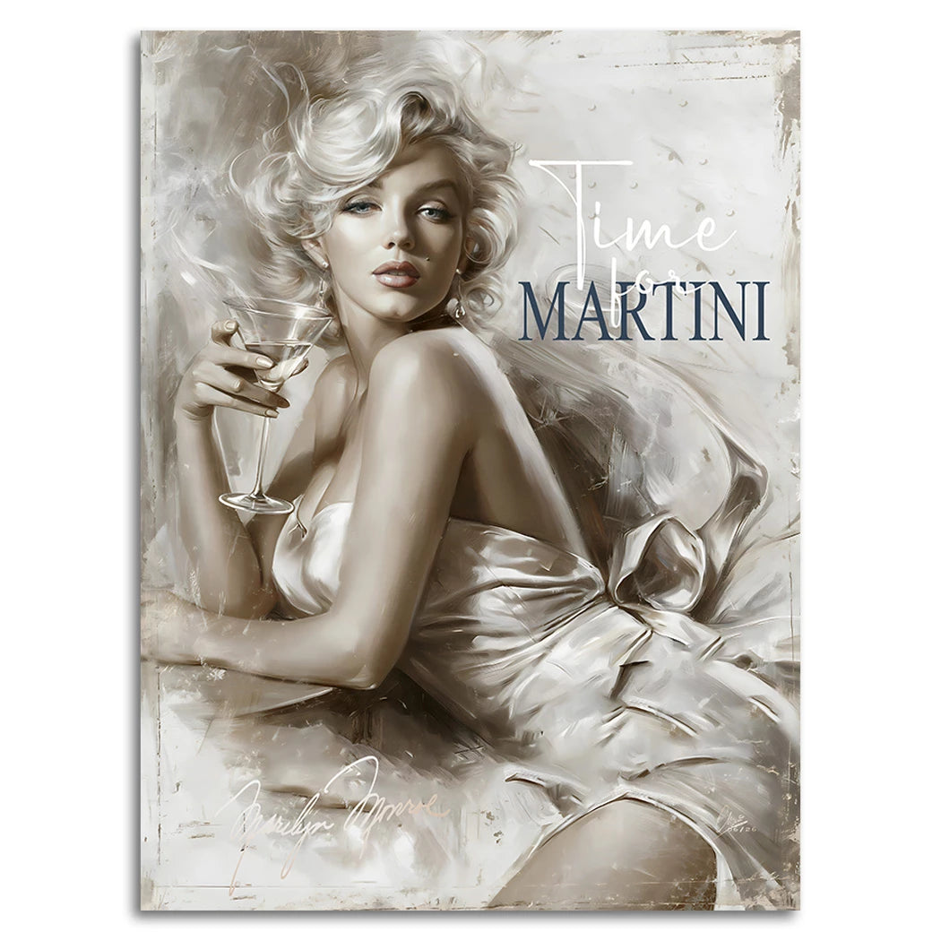 Marilyn Monroe Martini Alu Dibond Wandbild