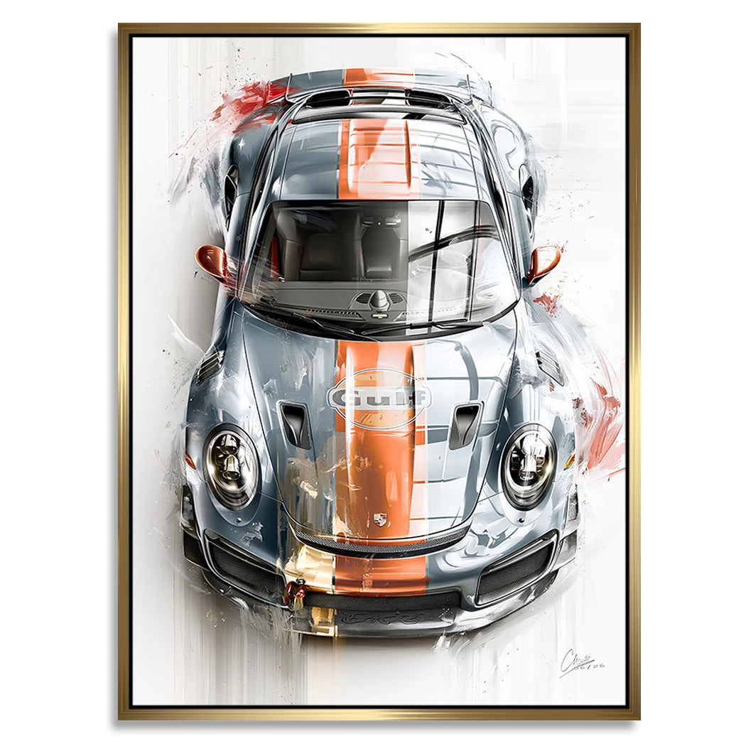 Gulf Porsche 911 Alu Dibond Wandbild