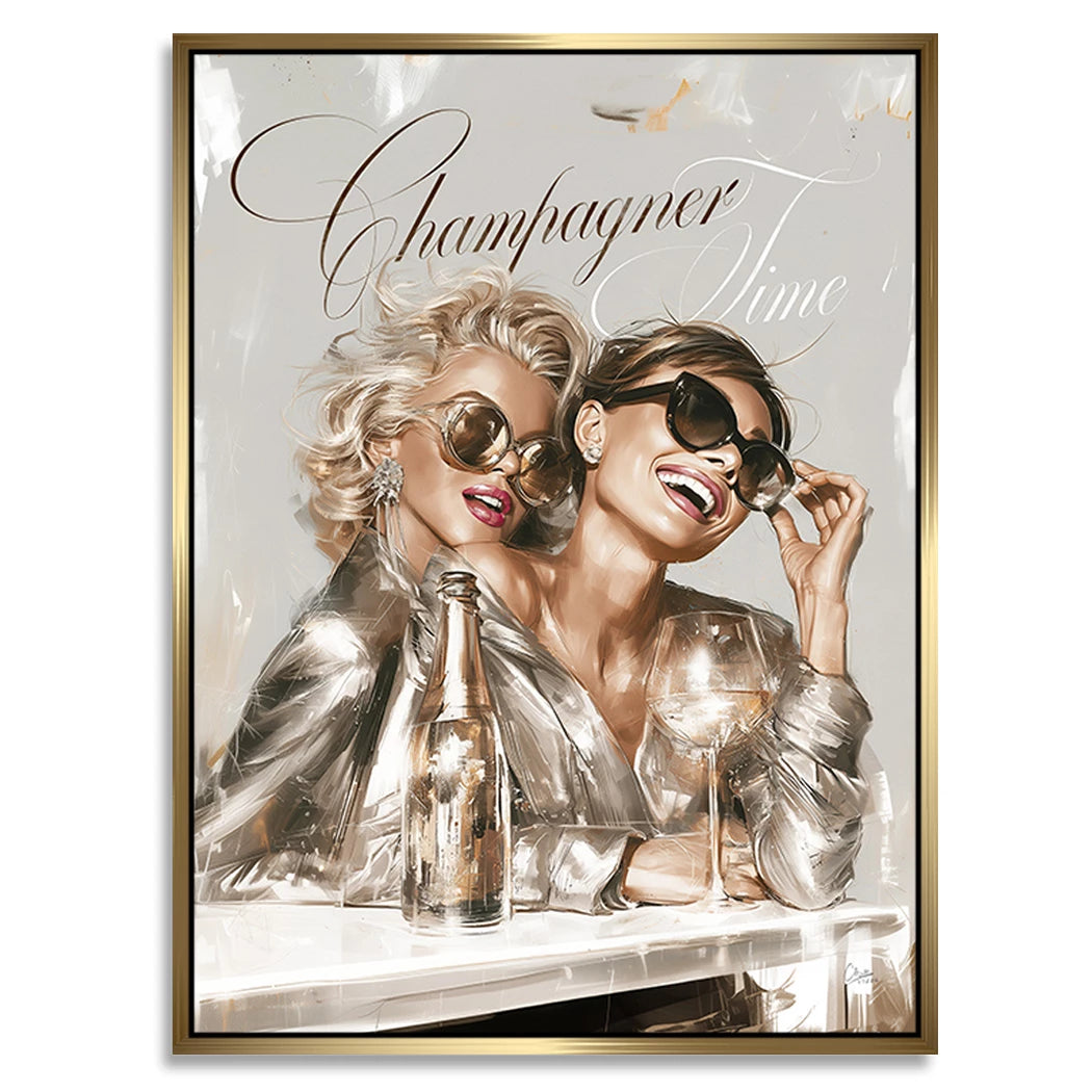 Audrey Hepburn und Marilyn Monroe Champus Alu Dibond Wandbild
